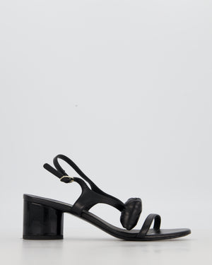 Chanel 25P Black Leather Bow Heeled Sandals Size EU 38