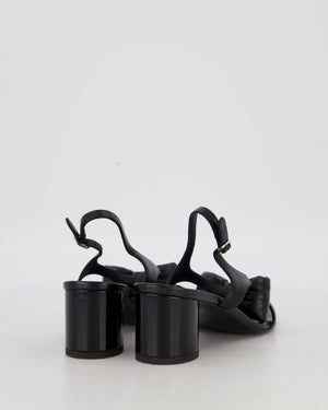 Chanel 25P Black Leather Bow Heeled Sandals Size EU 38