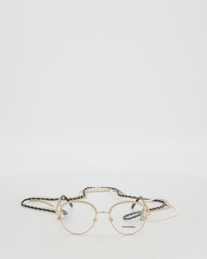 Chanel Pantos Oval Glasses with Removable Pearl Chain