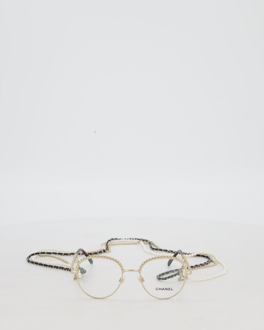 Chanel Pantos Oval Glasses with Removable Pearl Chain