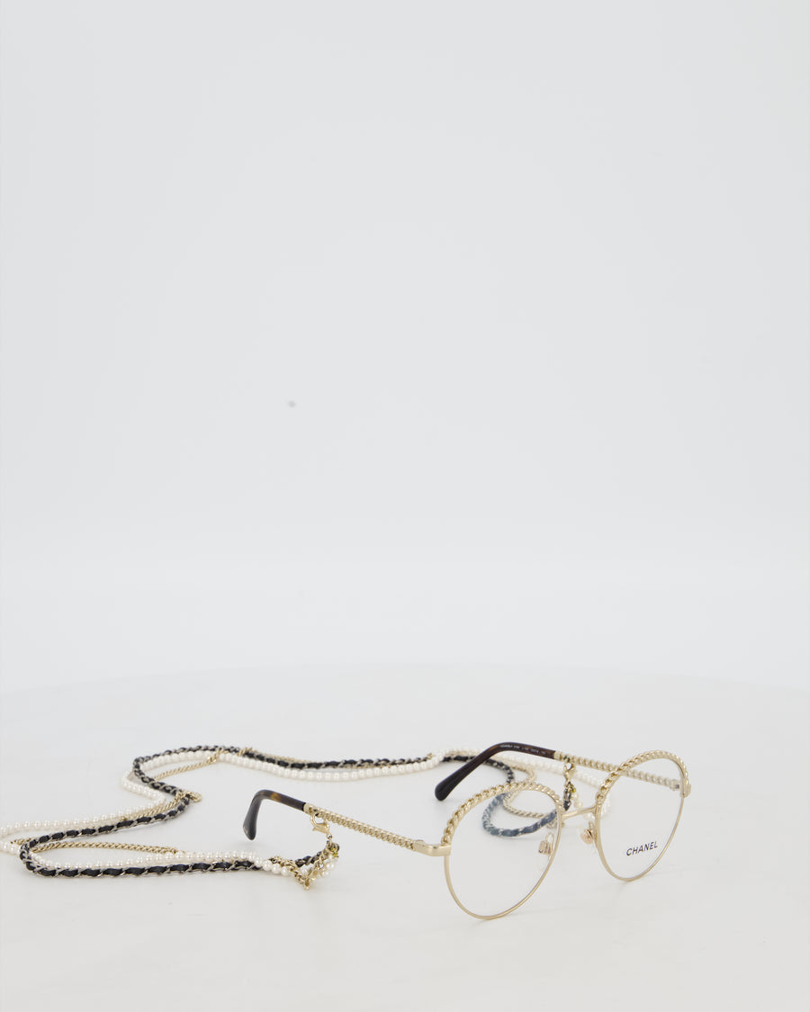 Chanel Pantos Oval Glasses with Removable Pearl Chain