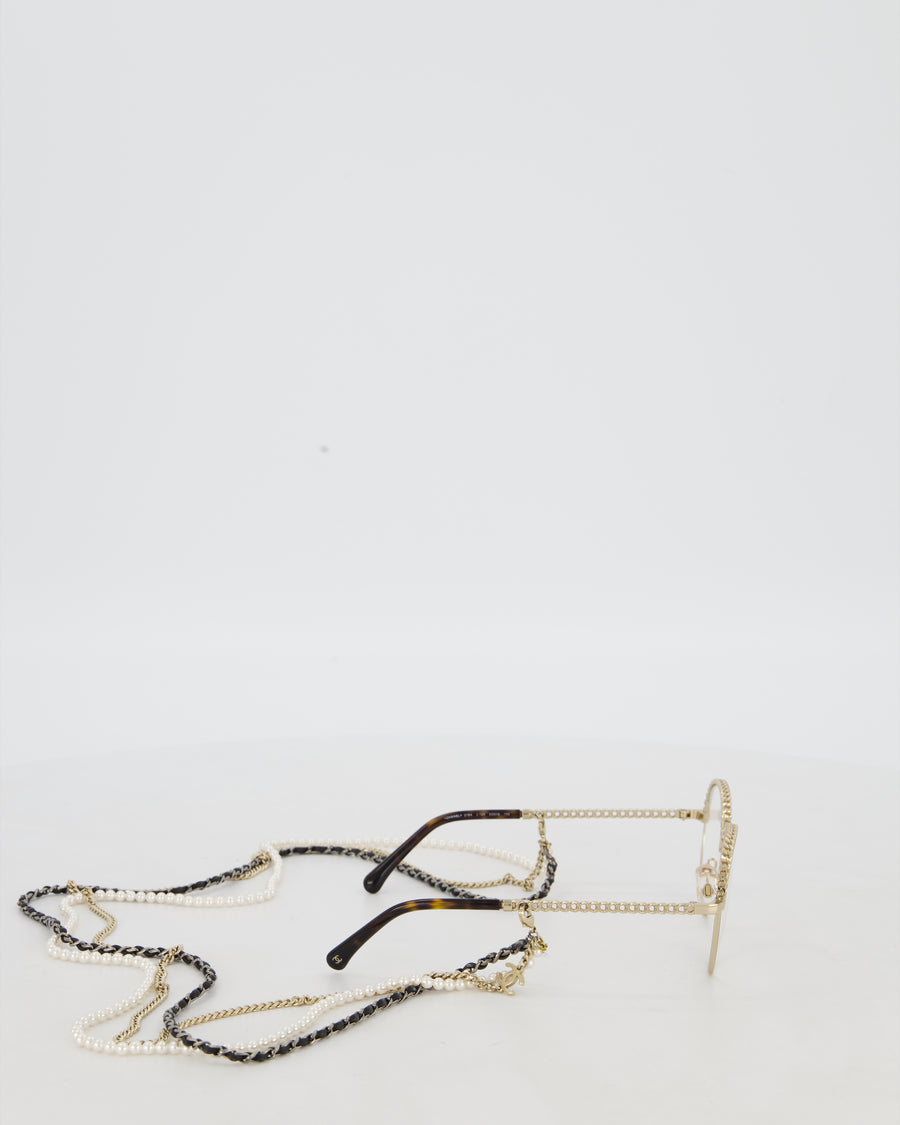 Chanel Pantos Oval Glasses with Removable Pearl Chain