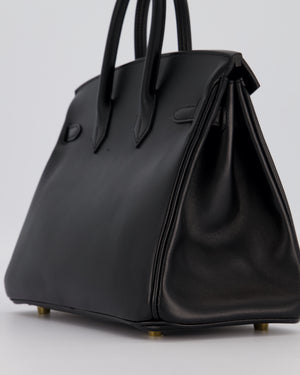 *RARE* Hermès Birkin 25 Retourne Bag in Noir Tadelakt Leather with Gold Hardware