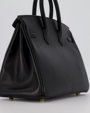 *RARE* Hermès Birkin 25 Retourne Bag in Noir Tadelakt Leather with Gold Hardware