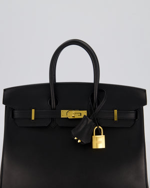 *RARE* Hermès Birkin 25 Retourne Bag in Noir Tadelakt Leather with Gold Hardware