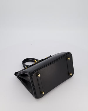 *RARE* Hermès Birkin 25 Retourne Bag in Noir Tadelakt Leather with Gold Hardware