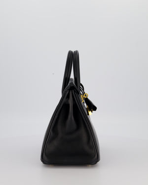 *RARE* Hermès Birkin 25 Retourne Bag in Noir Tadelakt Leather with Gold Hardware