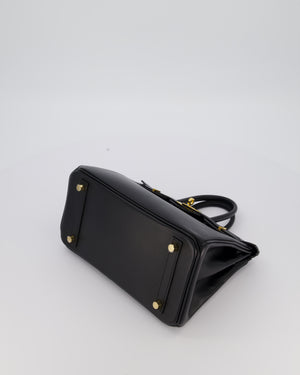 *RARE* Hermès Birkin 25 Retourne Bag in Noir Tadelakt Leather with Gold Hardware