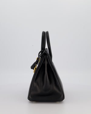 *RARE* Hermès Birkin 25 Retourne Bag in Noir Tadelakt Leather with Gold Hardware