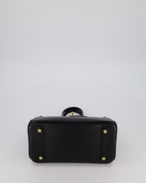 *RARE* Hermès Birkin 25 Retourne Bag in Noir Tadelakt Leather with Gold Hardware