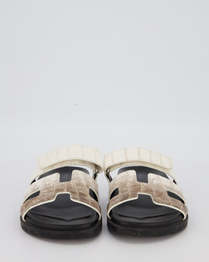 Hermès White Himalaya Crocodile Chypre Sandals Size EU 40
