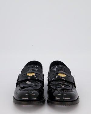 Miu Miu Black Patent Brogues with Logo Coin Detail Size EU 40