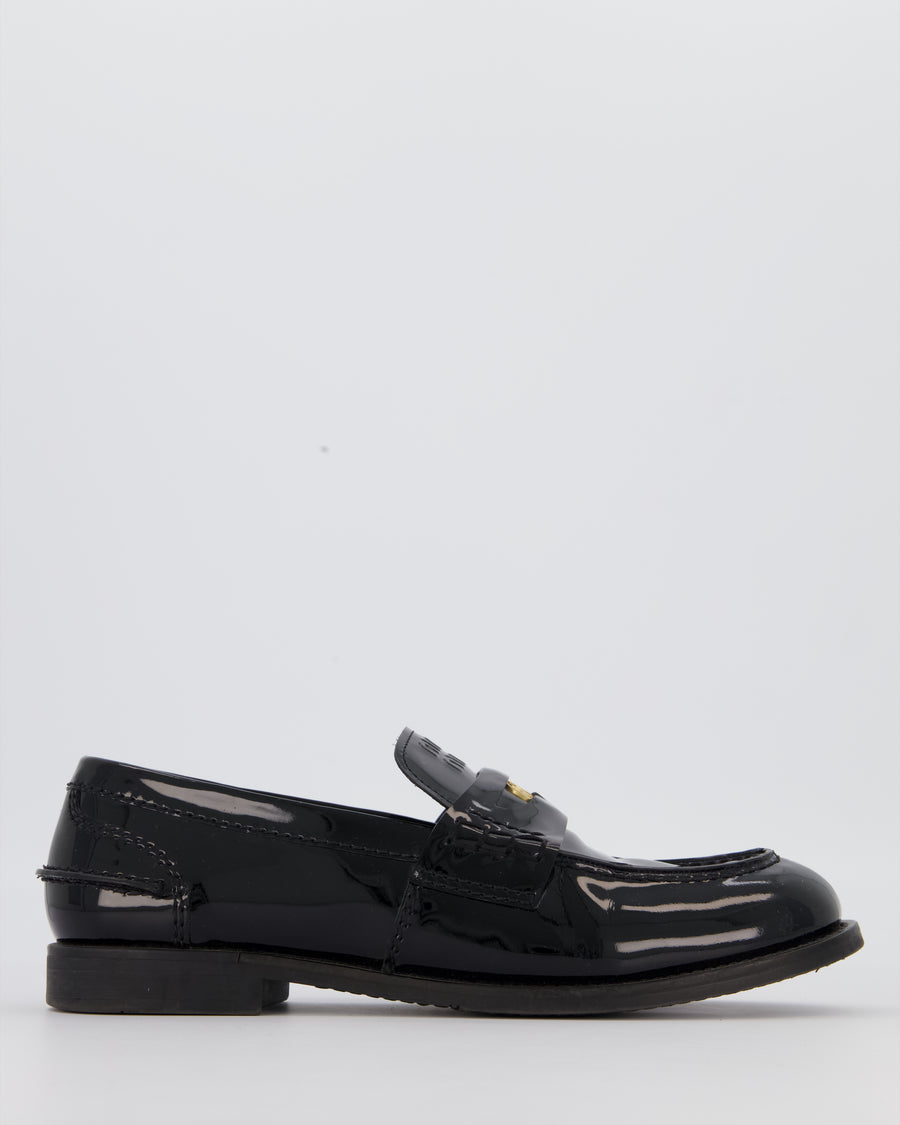 Miu Miu Black Patent Brogues with Logo Coin Detail Size EU 40