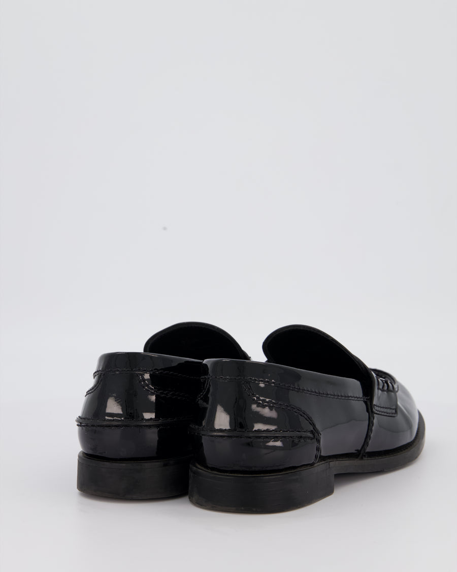 Miu Miu Black Patent Brogues with Logo Coin Detail Size EU 40