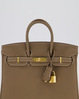 Hermès Birkin 25 Retourne Bag in Etoupe Togo Leather with Gold Hardware