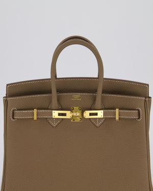 Hermès Birkin 25 Retourne Bag in Etoupe Togo Leather with Gold Hardware