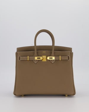Hermès Birkin 25 Retourne Bag in Etoupe Togo Leather with Gold Hardware