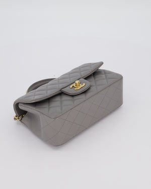 Chanel Top Handle Bag in Grey Lambskin Leather with Brushed Gold Hardware