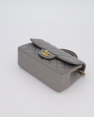 Chanel Top Handle Bag in Grey Lambskin Leather with Brushed Gold Hardware