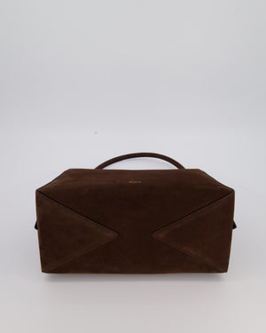 Alaïa Brown SS/26 Le Bouledogue Medium Suede Top Handle Bag with Gold Hardware