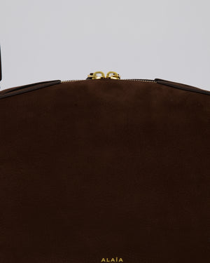Alaïa Brown SS/26 Le Bouledogue Medium Suede Top Handle Bag with Gold Hardware