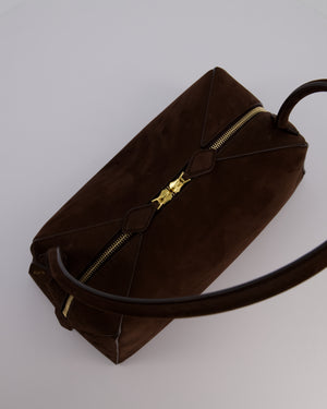 Alaïa Brown SS/26 Le Bouledogue Medium Suede Top Handle Bag with Gold Hardware