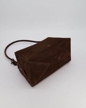 Alaïa Brown SS/26 Le Bouledogue Medium Suede Top Handle Bag with Gold Hardware