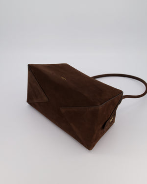 Alaïa Brown SS/26 Le Bouledogue Medium Suede Top Handle Bag with Gold Hardware