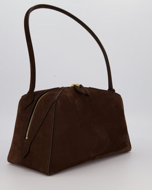 Alaïa Brown SS/26 Le Bouledogue Medium Suede Top Handle Bag with Gold Hardware