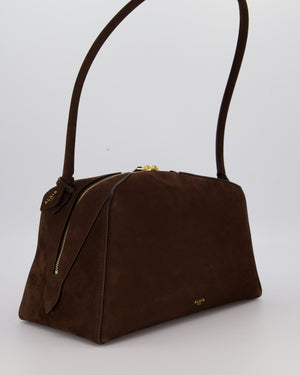 Alaïa Brown SS/26 Le Bouledogue Medium Suede Top Handle Bag with Gold Hardware