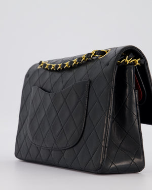 Chanel Vintage Black Medium Classic Double Flap Bag in Lambskin Leather with 24K Gold Hardware