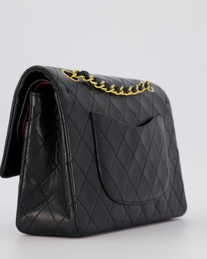 Chanel Vintage Black Medium Classic Double Flap Bag in Lambskin Leather with 24K Gold Hardware