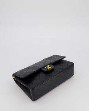 Chanel Vintage Black Medium Classic Double Flap Bag in Lambskin Leather with 24K Gold Hardware
