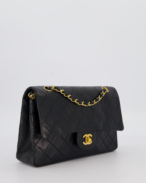 Chanel Vintage Black Medium Classic Double Flap Bag in Lambskin Leather with 24K Gold Hardware