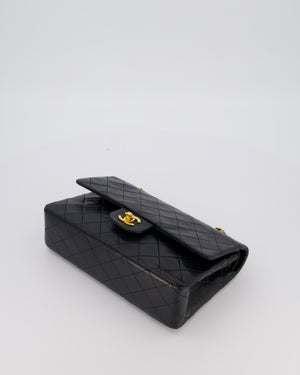 Chanel Vintage Black Medium Classic Double Flap Bag in Lambskin Leather with 24K Gold Hardware