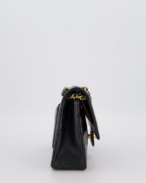 Chanel Vintage Black Medium Classic Double Flap Bag in Lambskin Leather with 24K Gold Hardware