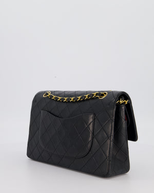 Chanel Vintage Black Medium Classic Double Flap Bag in Lambskin Leather with 24K Gold Hardware
