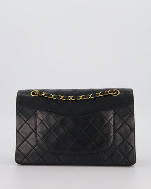 Chanel Vintage Black Medium Classic Double Flap Bag in Lambskin Leather with 24K Gold Hardware