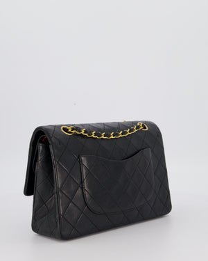 Chanel Vintage Black Medium Classic Double Flap Bag in Lambskin Leather with 24K Gold Hardware