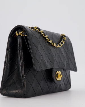 Chanel Vintage Black Medium Classic Double Flap Bag in Lambskin Leather with 24K Gold Hardware
