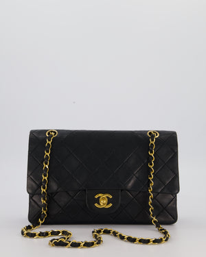 Chanel Vintage Black Medium Classic Double Flap Bag in Lambskin Leather with 24K Gold Hardware