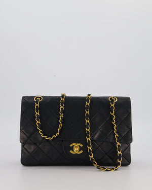 Chanel Vintage Black Medium Classic Double Flap Bag in Lambskin Leather with 24K Gold Hardware