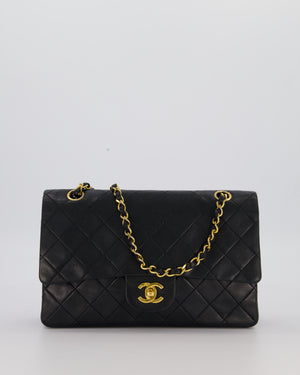 Chanel Vintage Black Medium Classic Double Flap Bag in Lambskin Leather with 24K Gold Hardware