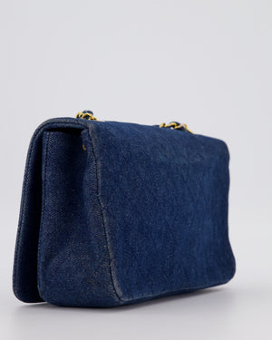 Chanel Vintage Single Chain Flap Bag in Quilted Denim with 24K Gold Hardware