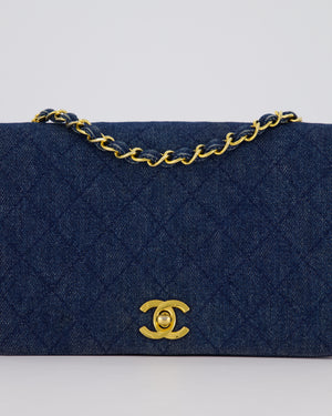 Chanel Vintage Single Chain Flap Bag in Quilted Denim with 24K Gold Hardware