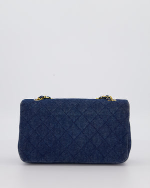 Chanel Vintage Single Chain Flap Bag in Quilted Denim with 24K Gold Hardware