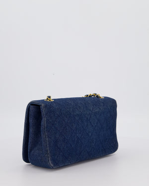 Chanel Vintage Single Chain Flap Bag in Quilted Denim with 24K Gold Hardware