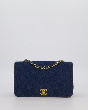 Chanel Vintage Single Chain Flap Bag in Quilted Denim with 24K Gold Hardware