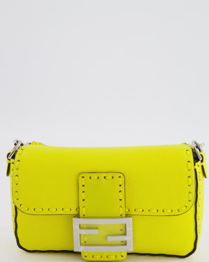 Fendi Yellow Leather Mini Baguette Bag with Silver Hardware RRP £2,000