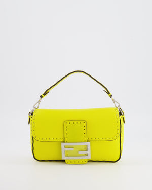 Fendi Yellow Leather Mini Baguette Bag with Silver Hardware RRP £2,000